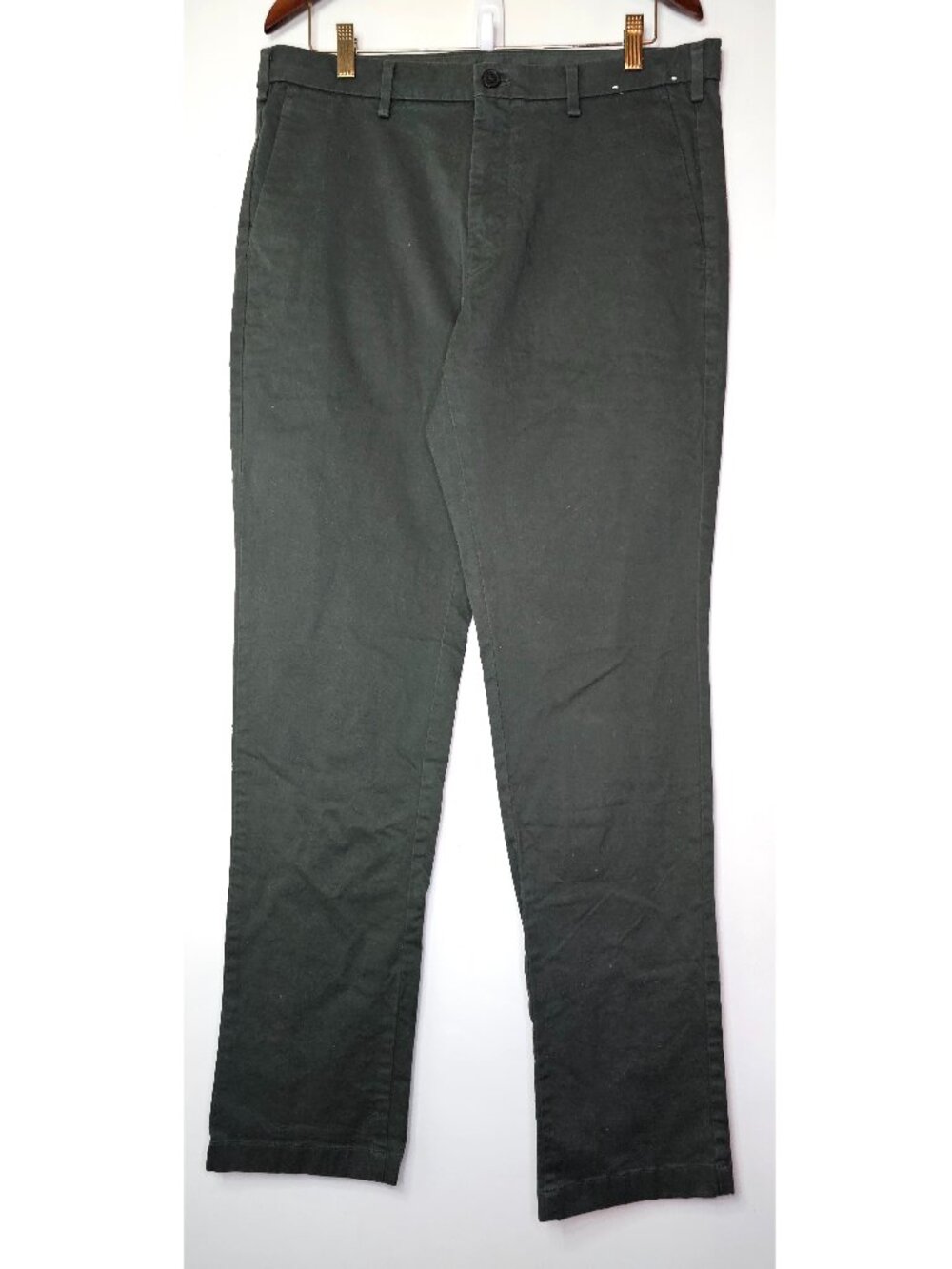 Uniqlo Olive Green Chino Pants 34x34 Slim Straight Fit Stretch Cotton